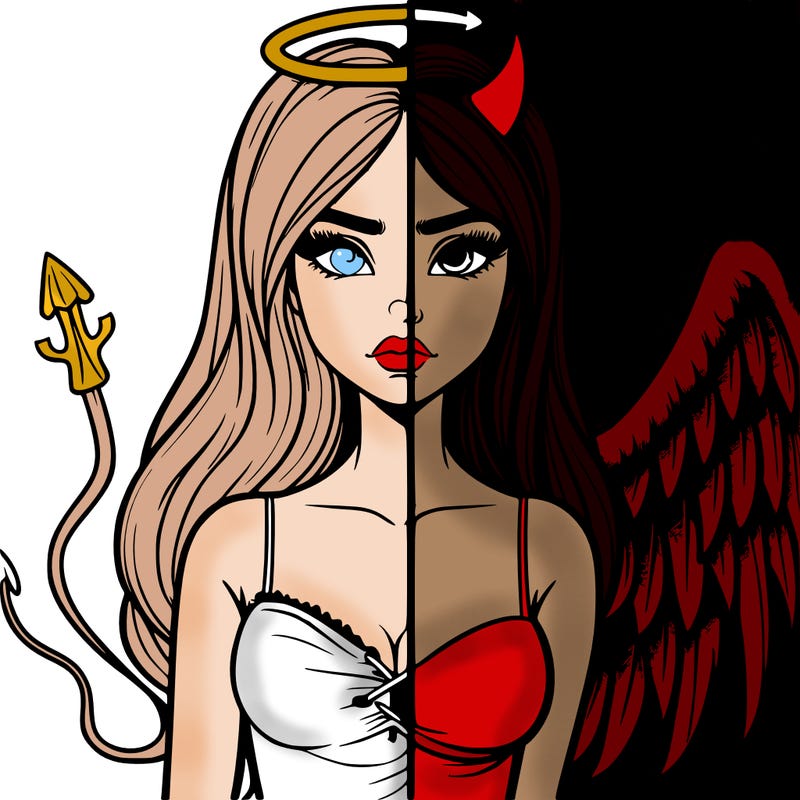 devil vs angel realistic girl