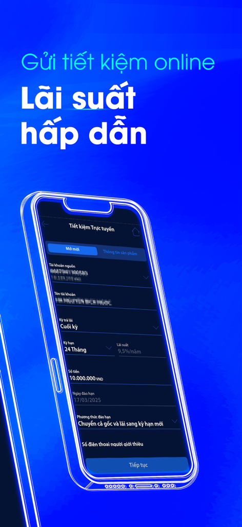 digimi - Ngân hàng số - Mobile interface of the digimi app for opening an online savings account with high interest rates