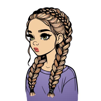 realistic girl with braids