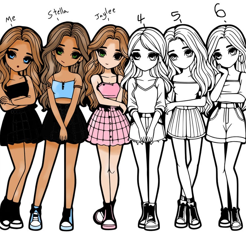 a group of girls realistic