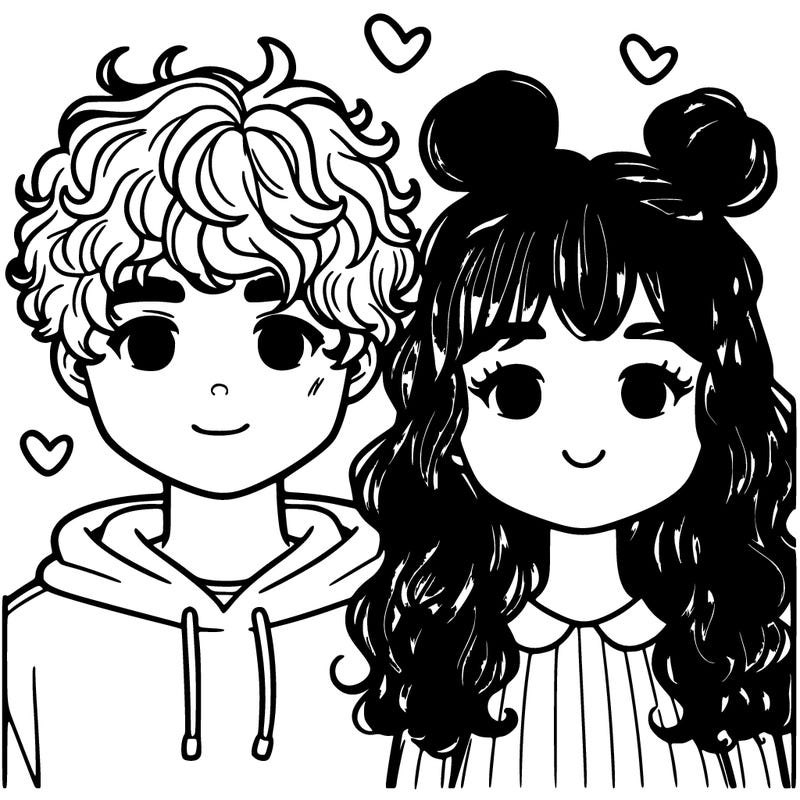 girlfriend and boyfriend with curly hair