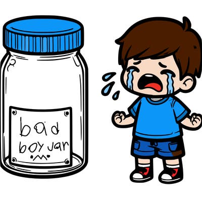kid crying in jar