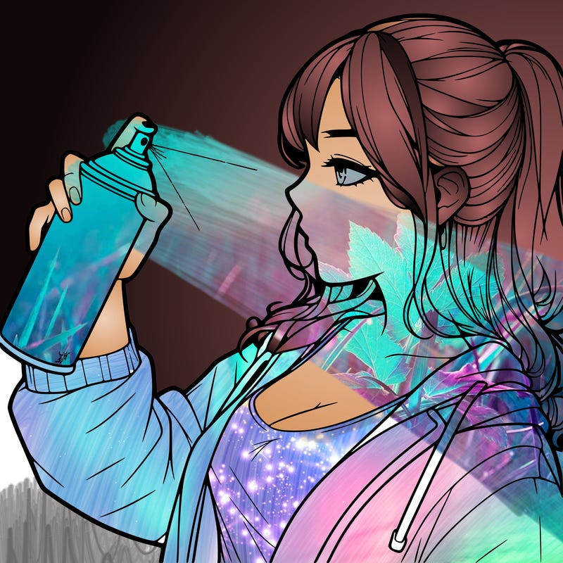 a realistic girl spray, painting