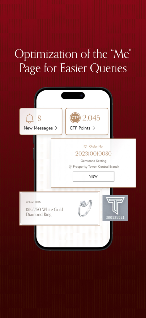 CTF Club - Mobile interface of CTF Club app displaying membership rewards points and purchase order details