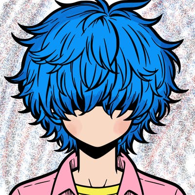 manga boy fluffy hair covering his eyes