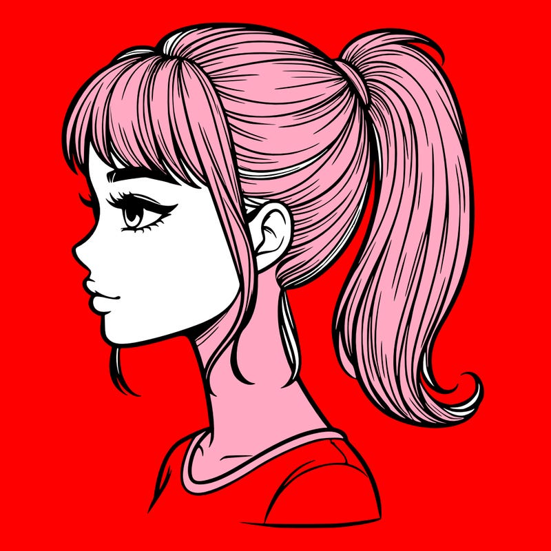 realistic woman with a pony tail hair style