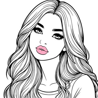 realistic girl with hair on her hair and lips