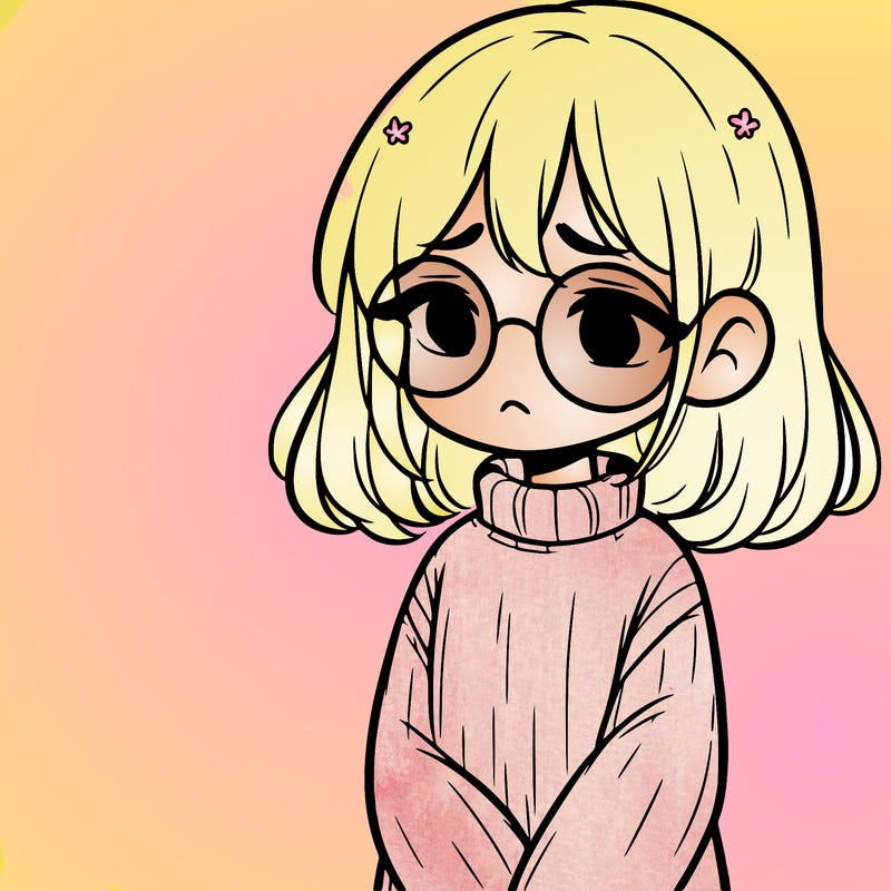 sad girl with glasses in a sweater