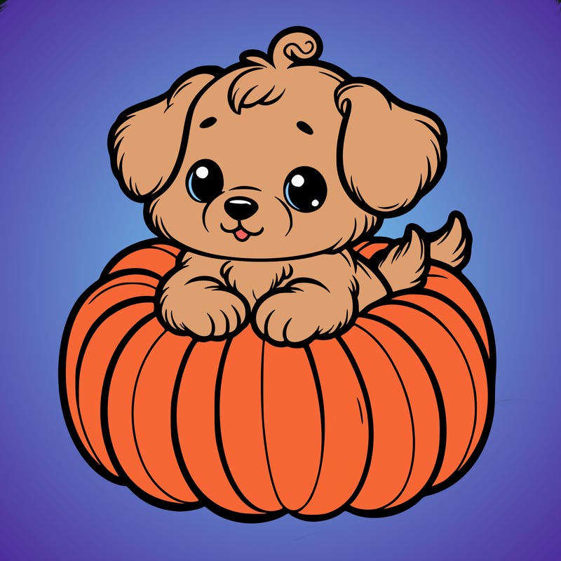 cute little puppy in a pumpkin