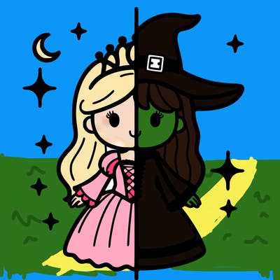 split princess and witch