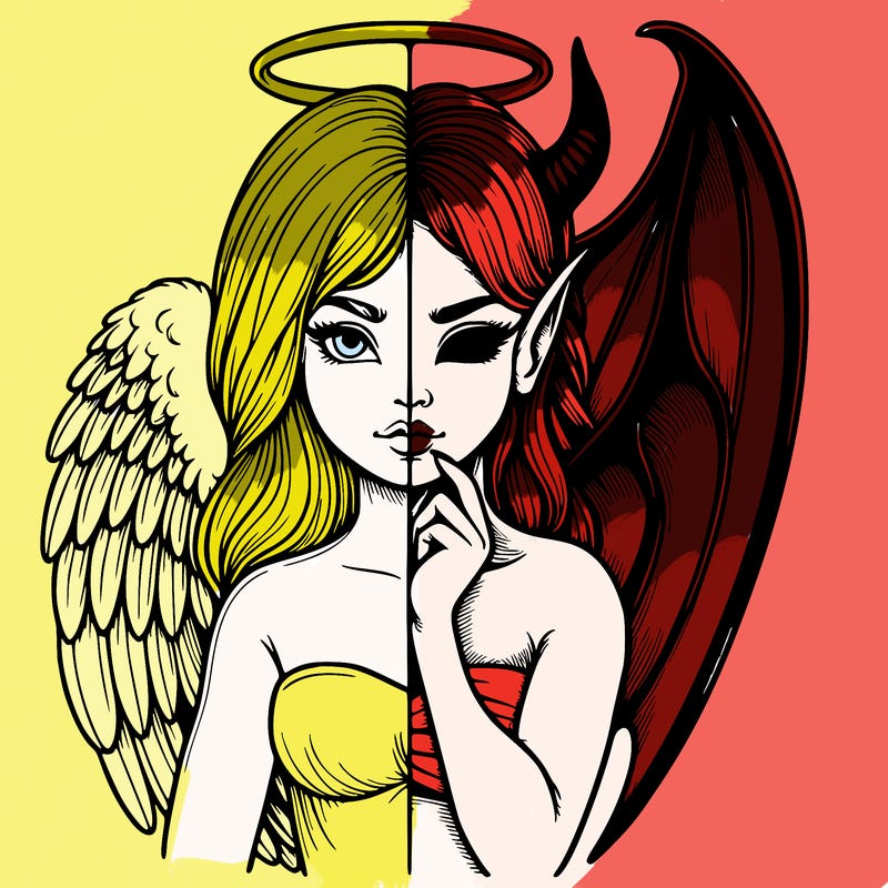 realistic angel half demon