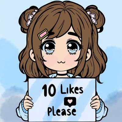 a girl with a sign saying 10 likes please