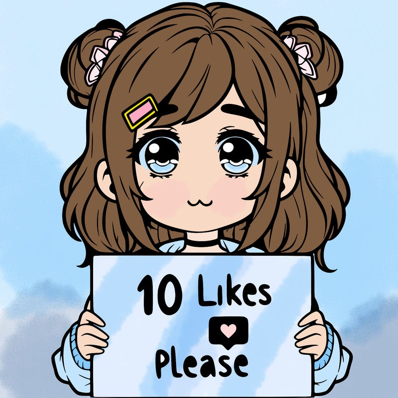 a girl with a sign saying 10 likes please