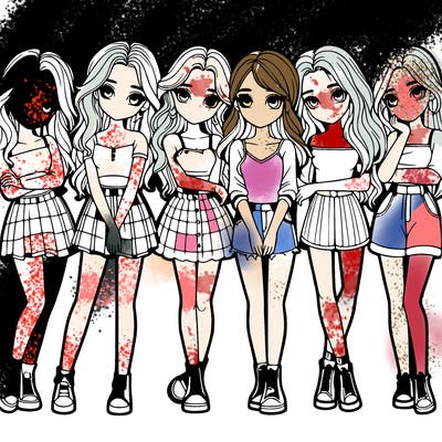 a group of girls realistic