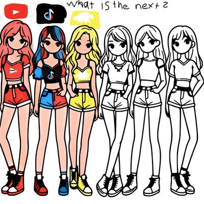 a group of girls wearing crop tops and shorts