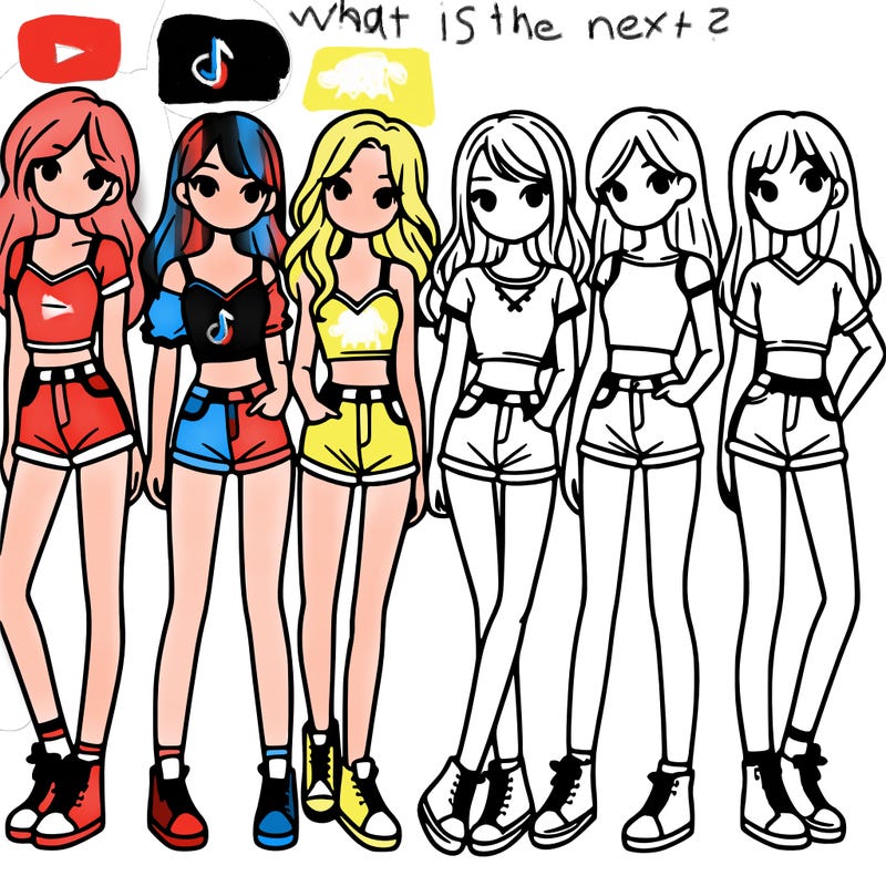 a group of girls wearing crop tops and shorts