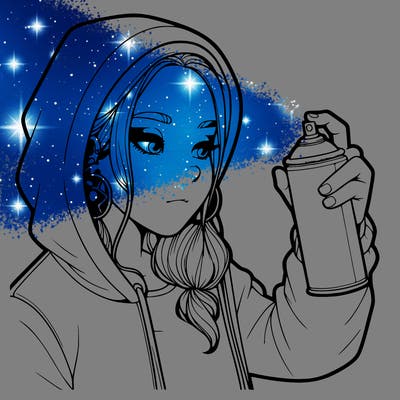 a realistic girl, spray painting