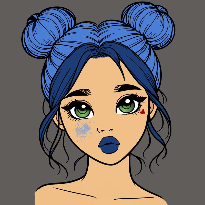 realistic girl with two buns on her head