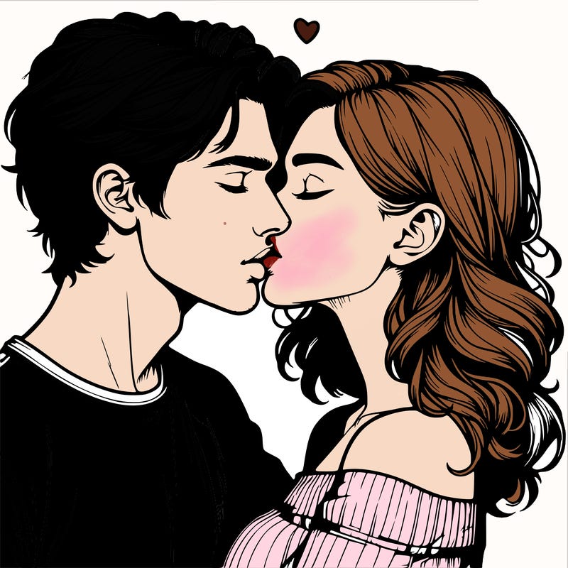 realistic couple kissing