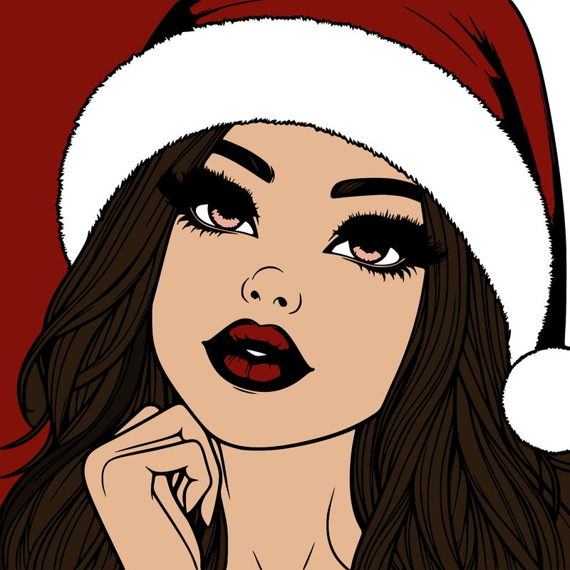 realistic christmas girl with lips