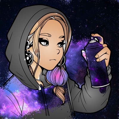 a realistic girl, spray painting