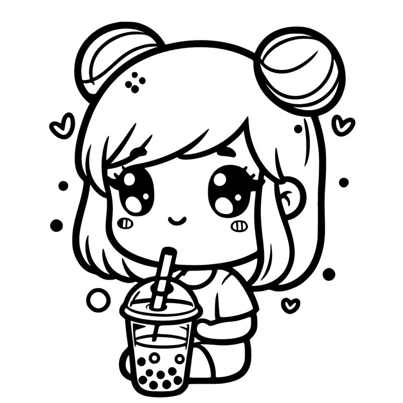 cute girl drinking bubble tea
