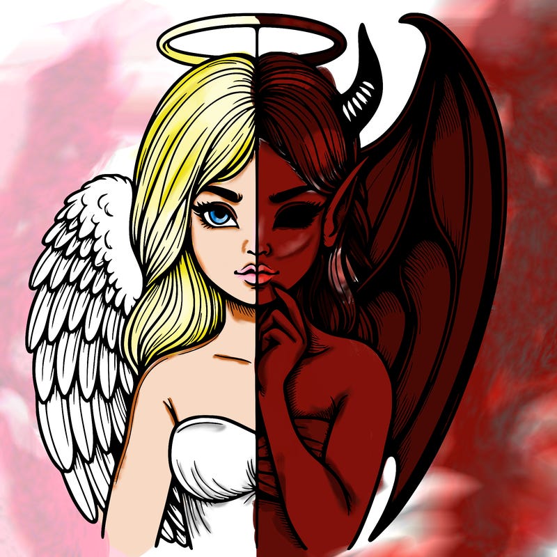 realistic angel half demon