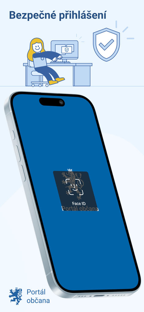 Portál občana - Pantalla del smartphone que muestra el inicio de sesión Face ID para la aplicación Portál občana.