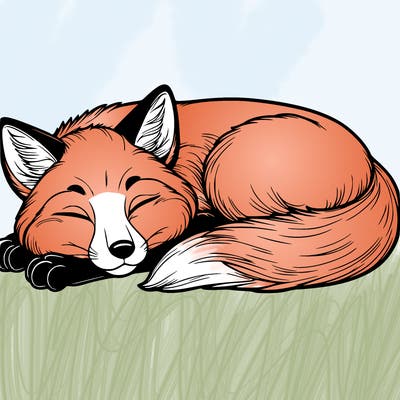 realistic sleeping fox