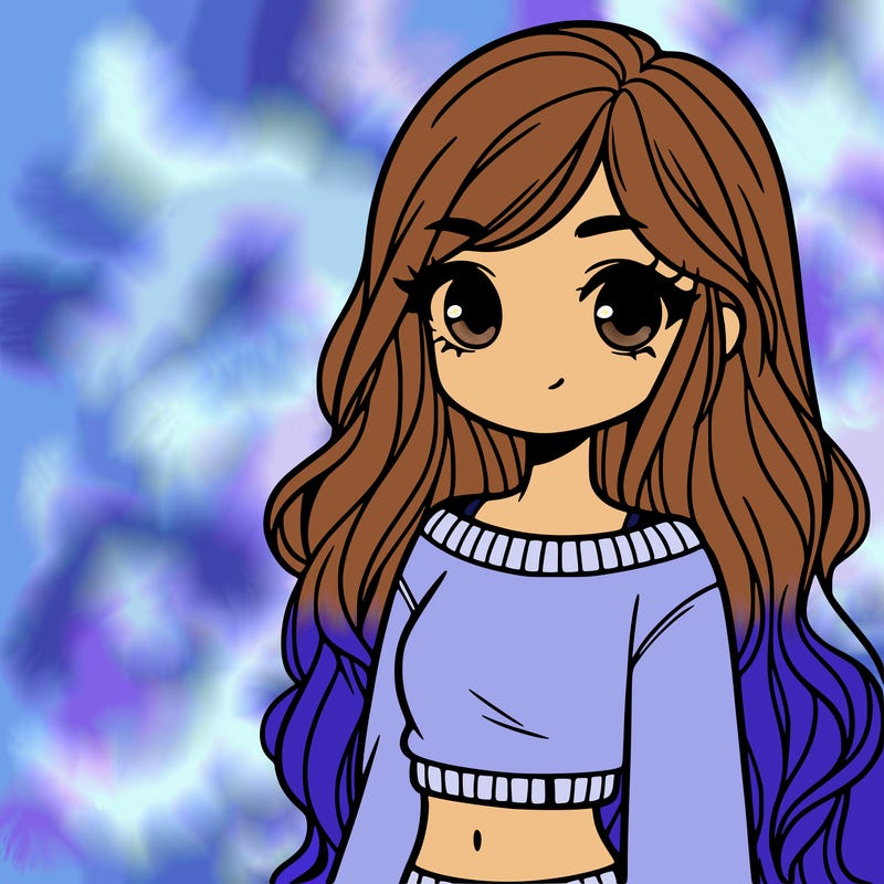 girl with long hair and a crop top with a sweater