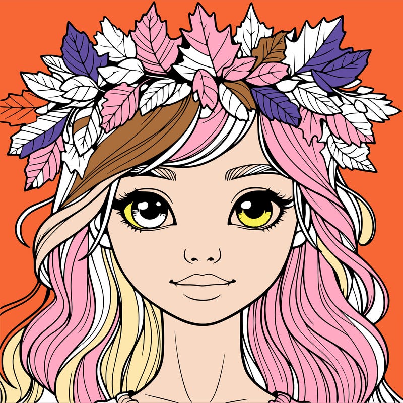 realistic girl with fall leaf crown