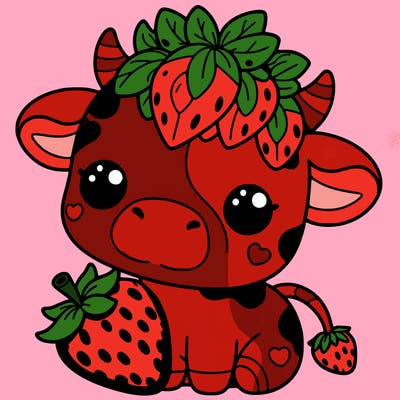 cute strawberry cow