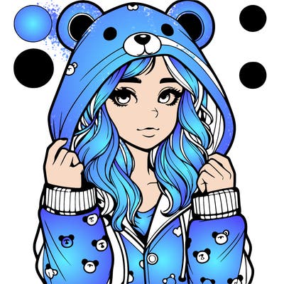 realistic girl in a animal pjs hoodie