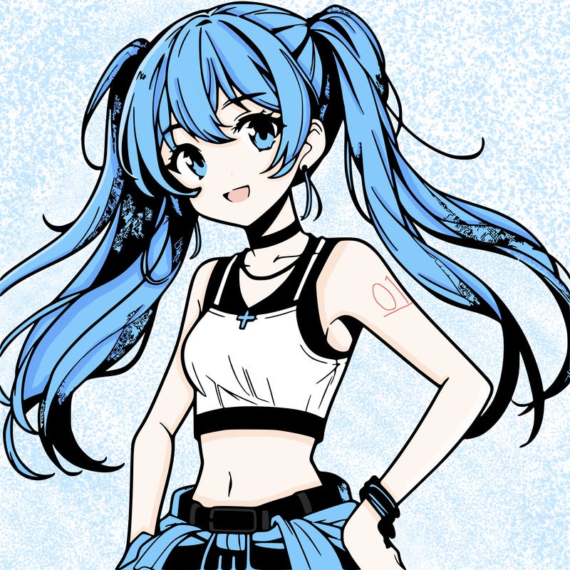 anime girl wearing crop top