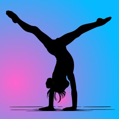realistic gymnastic hand stand girl in four splits