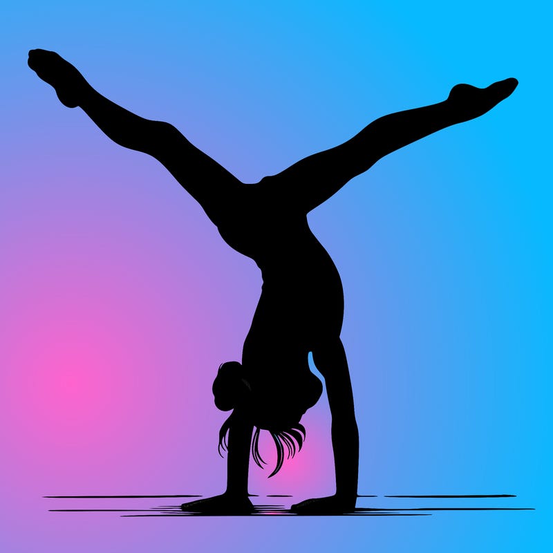realistic gymnastic hand stand girl in four splits