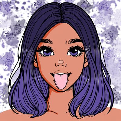 realistic girl with her tongue out