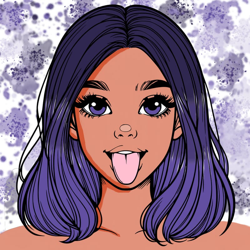 realistic girl with her tongue out