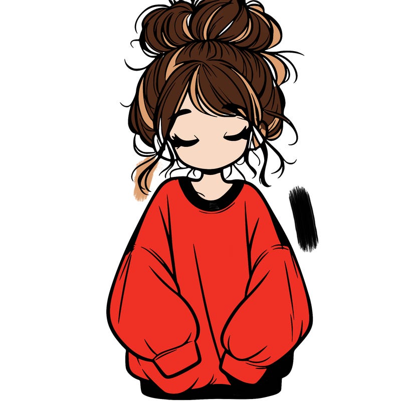 girl with baggy sweatshirt and messy bun