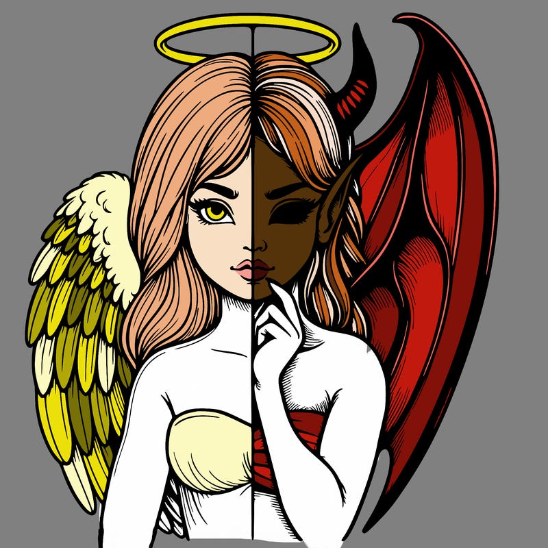 realistic angel half demon