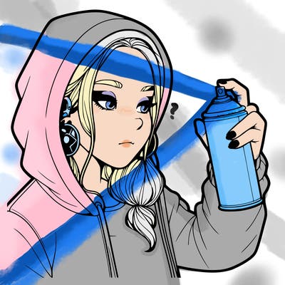 a realistic girl, spray painting