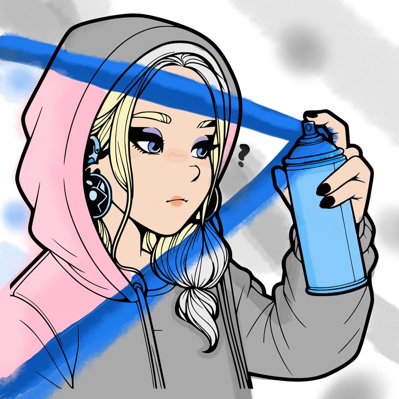 a realistic girl, spray painting