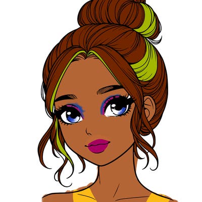 realistic pretty girl with hair in bun