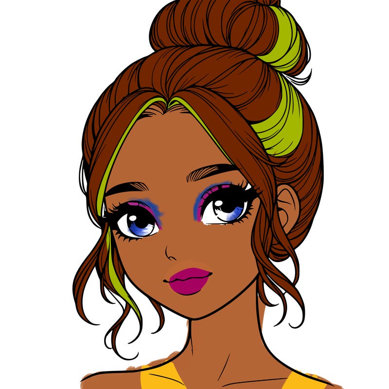 realistic pretty girl with hair in bun