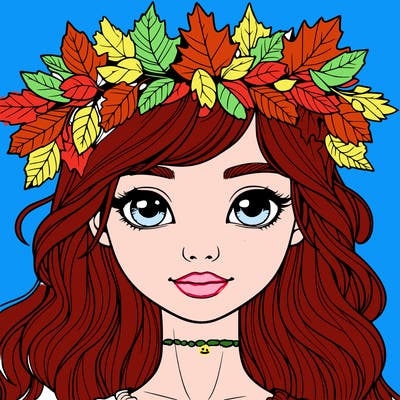 realistic girl with fall leaf crown
