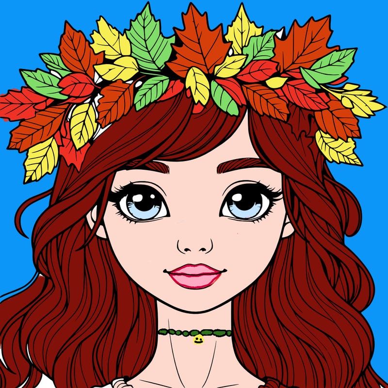 realistic girl with fall leaf crown