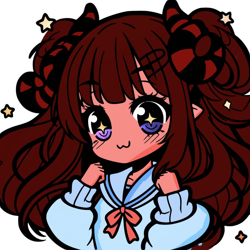 anime girl with horns and star eyes