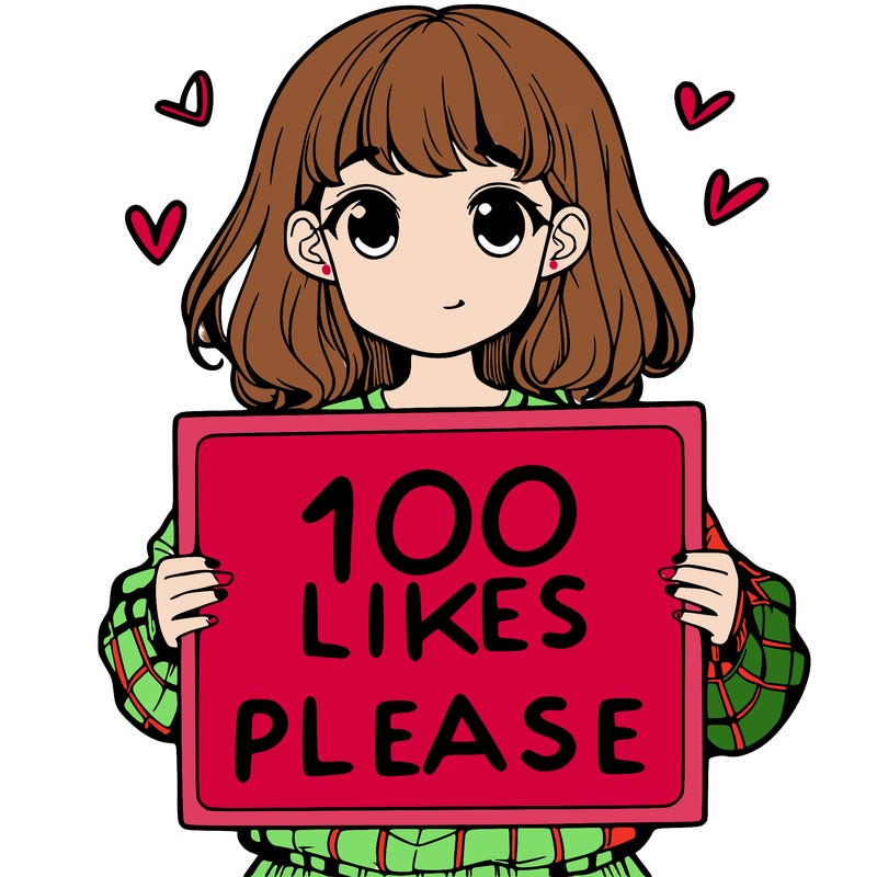 a girl holding a sign saying 100 likes please