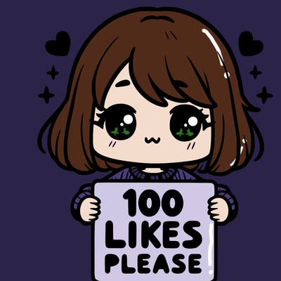 cute girl holding a sign saying 100 likes please