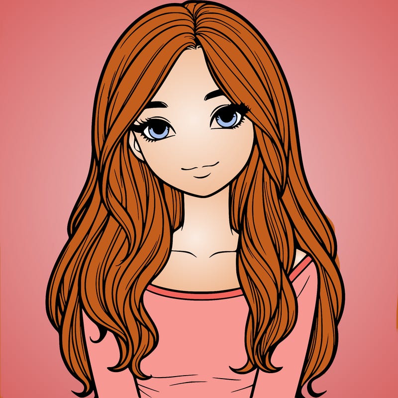 realistic girl with long hair